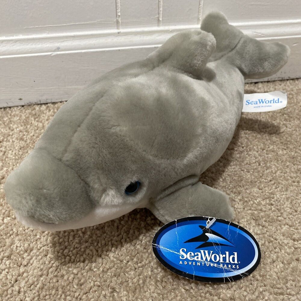 vintage sea world dolphin plush Stuffed Animal With Tags Blue Eyes With Tags